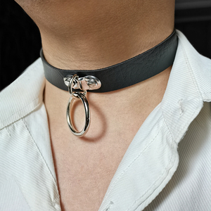 脖子脖圈男哥特简约圆环项圈choker辣妹朋克颈带女禁欲系皮质脖环