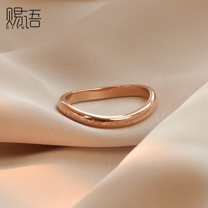 设计师镀18K玫瑰金食指戒指女小众设计轻奢彩金不掉色弯曲首饰品