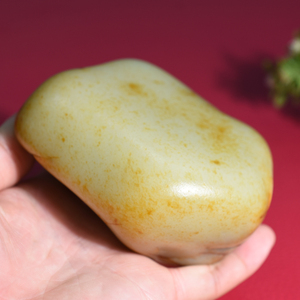 原石681g新疆和田玉籽料金包银收藏级大玩料黄白种细腻温润原料