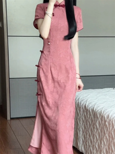 新中式民国风改良旗袍女装夏装年轻款少女高级感剪花长裙日常可穿