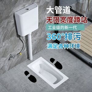 窄边蹲便器水箱不起台阶蹲坑式卫浴防臭大便器横排侧排2188蹬坑