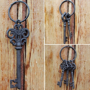 复古怀旧创意个性铸铁工艺钥匙锁套件家居庭院花园餐厅装饰壁饰