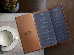 高端西餐厅菜单餐具酒单设计vi贴图ps样机素材场景展示效果模板
