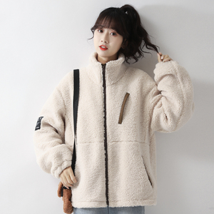 羊羔毛外套女加厚2021秋冬季新款潮ins小个子短款颗粒羊羔绒外套