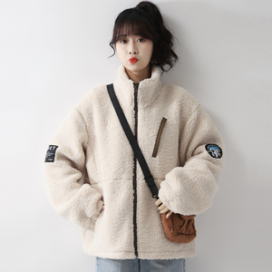 羊羔毛外套女加厚2021秋冬季新款潮ins小个子短款颗粒羊羔绒外套