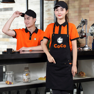 夜宵小吃餐饮服务员工作服短袖t恤夏coco奶茶店餐厅工衣制服定做
