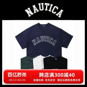 【现货】NAUTICA长谷川监制胸前刺绣大LOGO圆领宽松日系短袖T恤潮