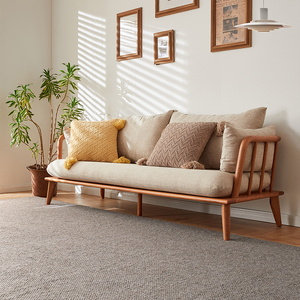 樱桃木沙发北欧全实木布艺组合家具日式沙发椅小户型客厅现代简约
