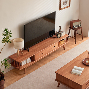 澜山电视柜茶几组合原木色小户型樱桃木轻奢家具现代简约实木风格