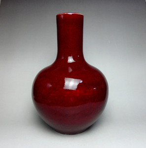 【海外回流】出口创汇期漂亮郎窑红釉天球瓶!古玩瓷器精品收藏