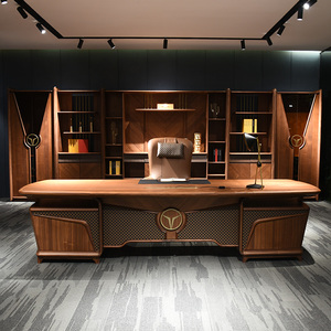 个性大班台高档全实木老板桌总裁台大气总经理董事长组合桌椅套装