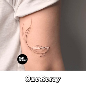 oneberry  | 线条锦鲤 小鱼简约小清新纹身贴 一份2只