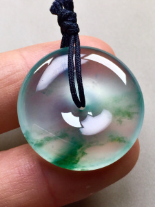 拍卖高冰玻璃种冰种翡翠平安扣水润冰透饱满吊坠保平安送孩子附证