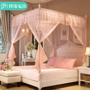 三开门方顶蚊帐家用拉链款1.5m床1.8m加密加厚儿童防摔蒙古包纹账