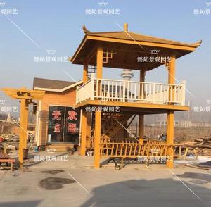 厂家直销定制户外防腐木两层四角凉亭仿古翘脚六角凉亭八角亭木屋