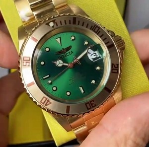 代购正品invicta手表金绿水鬼夜光潜防水钢带全自动机械男表28665