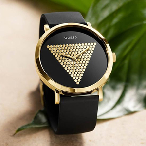 正品guess盖斯手表倒三角logo黑金色潮流休闲石英男表  w1161g1
