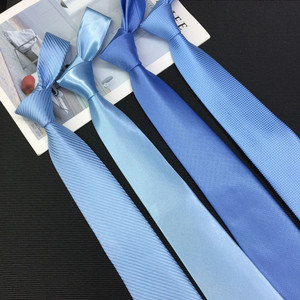 男士浅蓝淡蓝色领带纯色斜条纹方格圆点职业正装商务休闲韩版8CM
