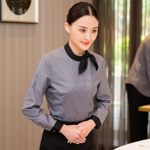 京橙酒店宾馆客房服务员工作服女长袖前台收银员工服餐厅餐饮工装