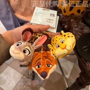 上海迪士尼国内代购疯狂动物城豹警官尼克朱迪头套挂件毛绒钥匙圈