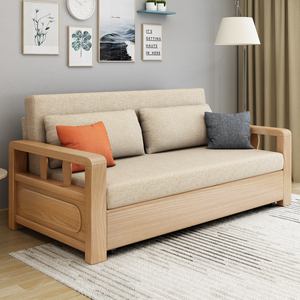布艺沙发床坐卧两用实木可折叠伸缩小户型客厅多功能单双人经济型