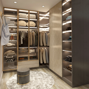 0015人付款天猫转角衣柜现代简约l型u平开门柜子轻奢步入式衣帽间定制