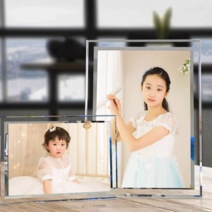 创意水晶玻璃相框摆台7寸5 6 8 10 A4亚克力透明儿童照片影楼画框