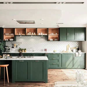 北欧风实木橱柜门定做现代青绿色原木衣柜门房门轻奢混油柜门定制