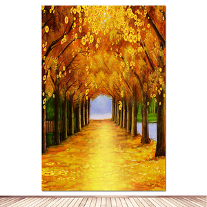 发财树满地黄金大道墙壁贴画入户客厅过道竖版玄关走廊装饰画自粘