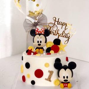 儿童宝宝生日派对蛋糕烘焙甜品台装饰米奇米妮情侣米老鼠公仔摆件