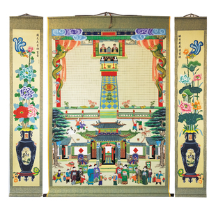 精细手绘供奉祖先家堂轴子家谱挂画中堂老式挂轴年画卷轴式宗谱族