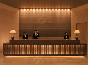 前台接待台酒店收银台公司集团前台木纹前台公司前台接待吧台定制