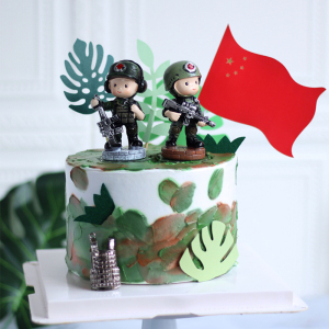 特种兵拿枪扶枪部队烘焙蛋糕装饰军人兵哥哥男孩生日礼物玩偶摆件