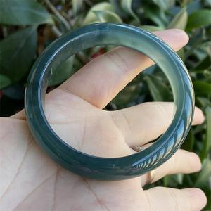 翡翠蓝水手镯冰种老蓝水镯子天然a货翡翠玉石53mm圆形女士 平安镯