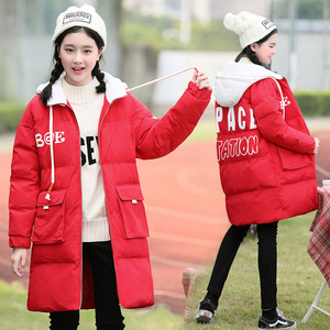 新年过年衣服洋气大童女装羽绒服女15岁女孩初中学生棉服外套红色