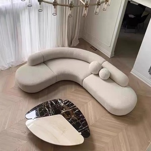 现代极简大户型客厅弧形转角沙发设计师款布艺休息区接待异形沙发