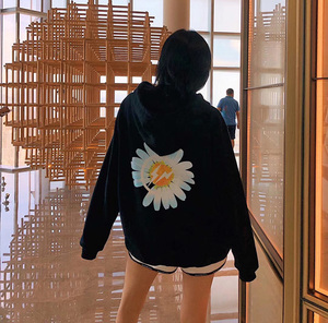 佳仕琪潮牌gd权志龙藤原浩小雏菊闪电连帽卫衣男女同款外套pmo355