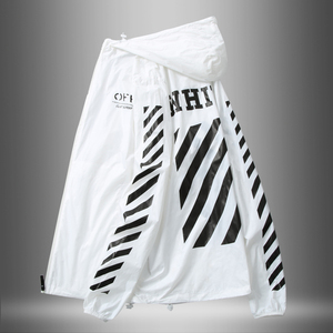 春装上衣薄款外套新款off防晒衣男超薄透气防晒服男white外套衣服