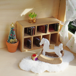 迷你仿真小柜子书架带格子收纳架娃娃屋家具微缩模型客厅书房场景