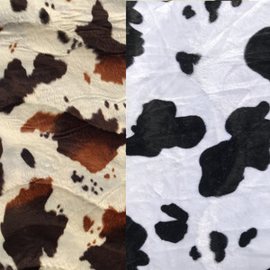 奶牛纹印花短毛绒剪毛绒布料 diy手工面料奶牛纹毛绒布包玩具背景