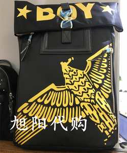英版boy london双肩包金色飞鹰大容量健身旅行包书包竖款方形背包