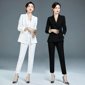 西装套装女春季新款职业气质修身收腰上班白领商务西服正装三件套