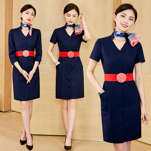 南航空姐制服职业套装女神范气质美容师工作服前台工装连衣裙夏季
