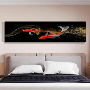 九鱼卧室装饰画床头挂画年年有鱼招财沙发餐厅鳟鱼客厅新中式鲤鱼