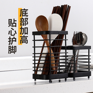 创意不锈钢厨房筷子笼置物架壁挂式筷筒勺子餐具收纳架家用收纳盒