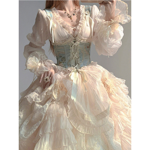 【现货】lolita华丽款女洋装洛丽塔甜美优雅大小姐腰封重工公主裙