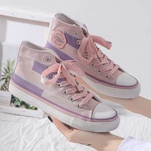 00环球厚底内增高帆布鞋女松糕2021年新款女生韩版潮流百搭白布鞋子