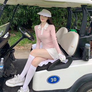 韩版高尔夫运动服饰春夏速干长袖上衣休闲修身女装网球服短裙套装