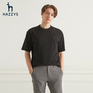 hazzys哈吉斯男装夏季款纯色凉爽刺绣短短半袖t恤lf官方韩国代购