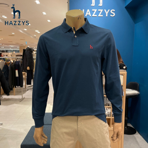hazzys哈吉斯男装春秋季男款小狗标长袖polo衫t恤sh松鹤韩国代购